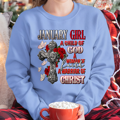 JANUARY –  Girl Child Of God Shirt – Faith Gift for Women (SKU2604-185-01)