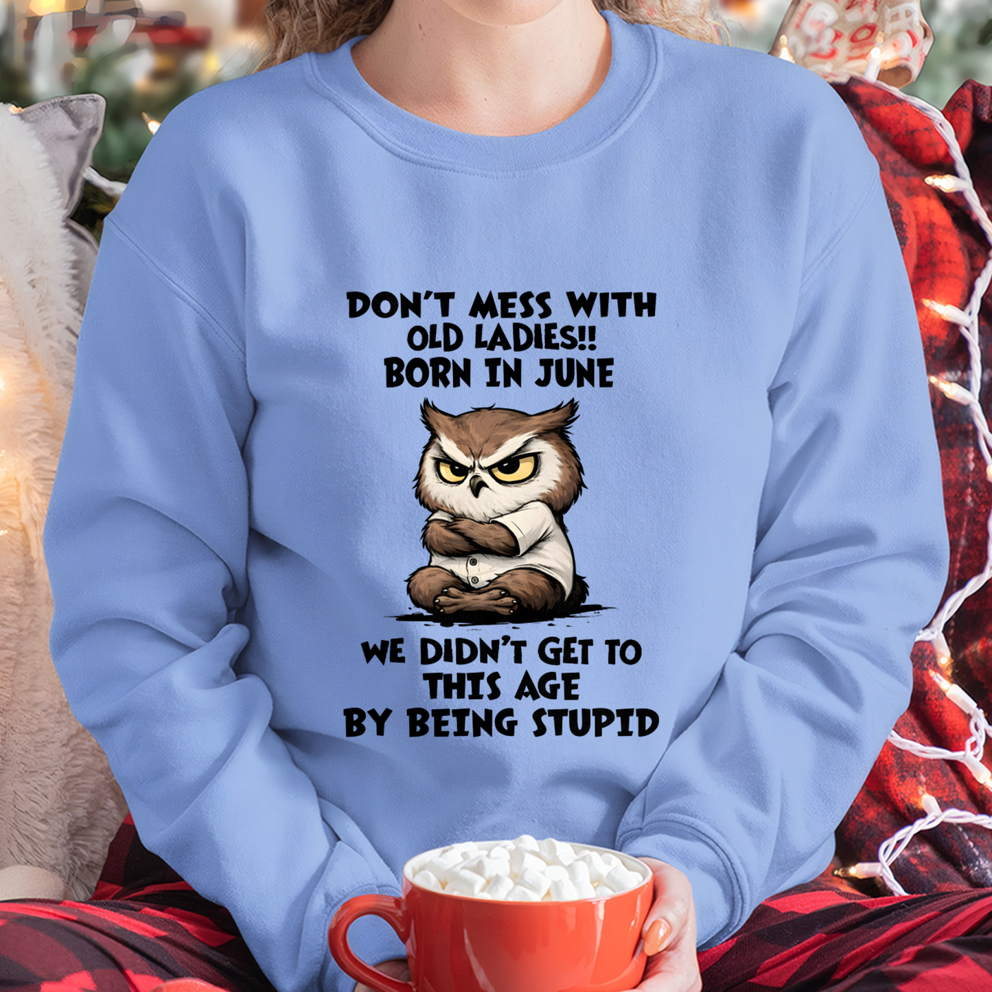 JUNE OLD LADIES OWL SHIRT – We Didn't Get To This Age By Being Stupid (SKU2603-40-06)