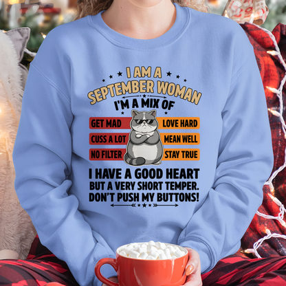 SEPTEMBER WOMAN SHIRT – Mix Personality No Filter – Birthday Gift (SKU2604-277-09)