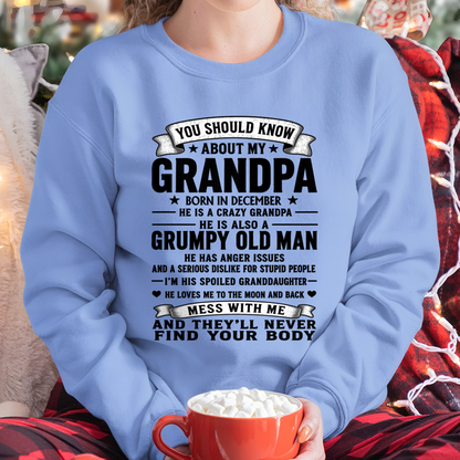 DECEMBER - You Should Know About My December Grandpa - From Grandpa To Granddaughter - Funny T-Shirt (SKU2607-276-12)