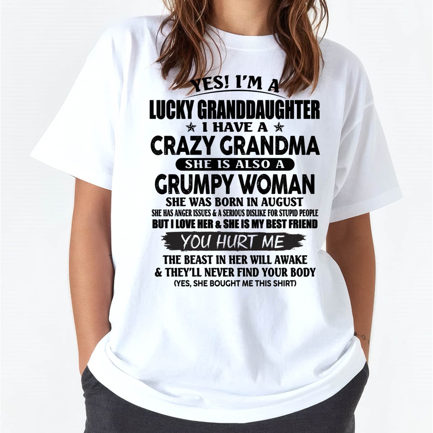 AUGUST - LUCKY GRANDDAUGHTER OF CRAZY GRANDMA - PERFECT GIFT FROM GRANDMA - KATE08 (SKU12-146-08)