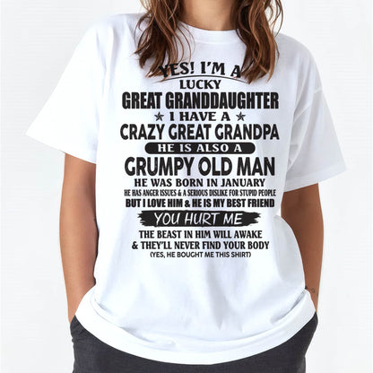 JANUARY - LUCKY GREAT GRANDDAUGHTER OF CRAZY GREAT GRANDPA - PERFECT GIFT FROM GREAT GRANDPA - KATE01 (SKU12-287-01)