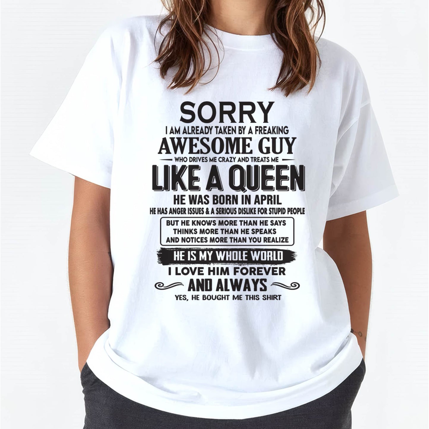 April - Sorry I am already taken by a freaking awesome guy - Gift for Wife From Husband - KATE04 (SKU08-25-04)