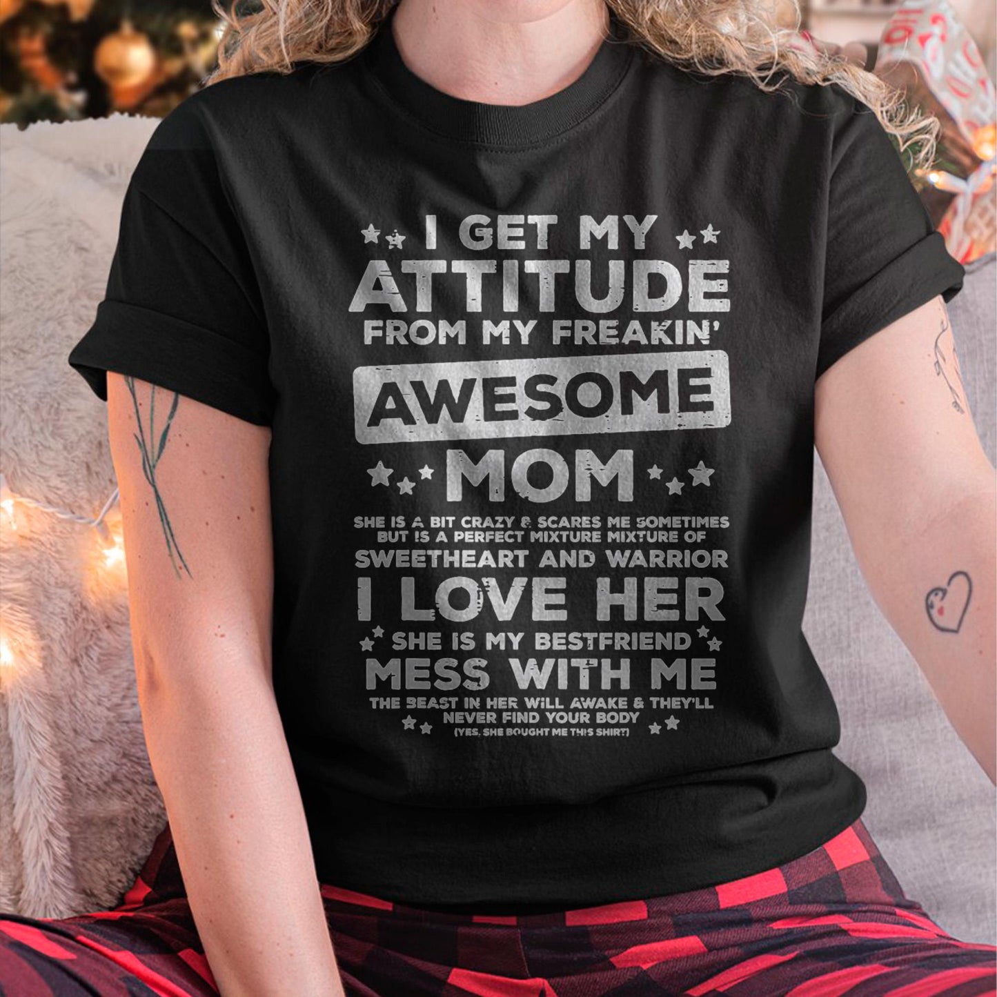 Got My Attitude From Awesome Mom Mothers Day Daughter Son T-Shirt - Gift for Daughter and Son From Mom - KATE00