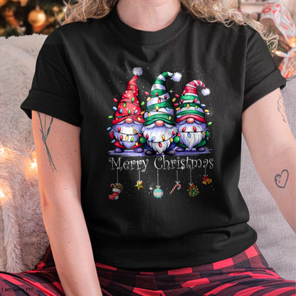 Cute Gnomes Merry Christmas Light Family Gnome Xmas Matching T-Shirt Men Women (SKU-MRCM-9) FMA