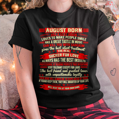 AUGUST - Sexy Brain, Sarcastic & Sucker For Love - Gift For Women - KATE08 (SKU2609-319-08)