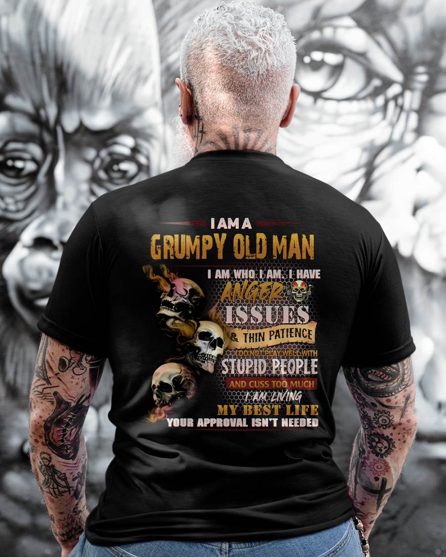 Grumpy Old Man T-Shirt - Funny Skull Anger Issues Tee - Perfect Gift For Men KATE00 (SKU08-67-00)