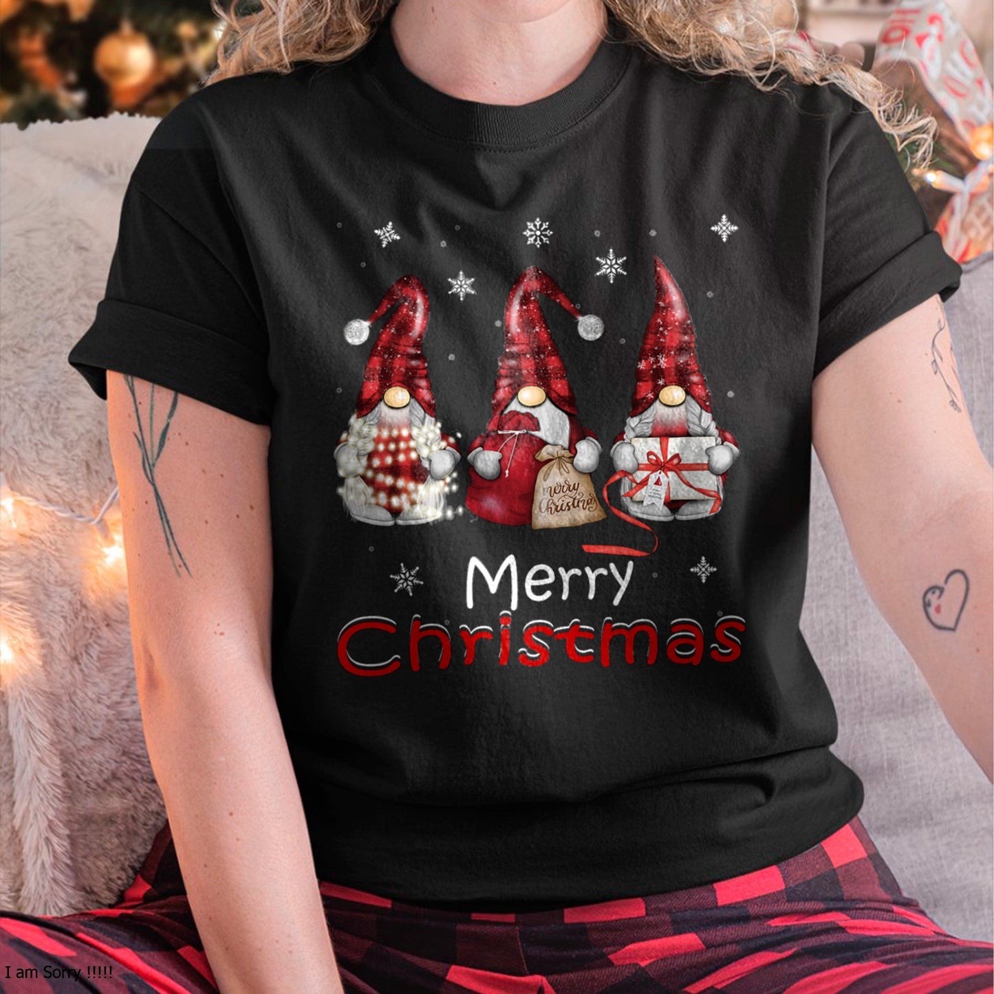 Gnome tShirt Gifts Funny Family Christmas Shirts Women T-Shirt (SKU-MRCM-16) FMA