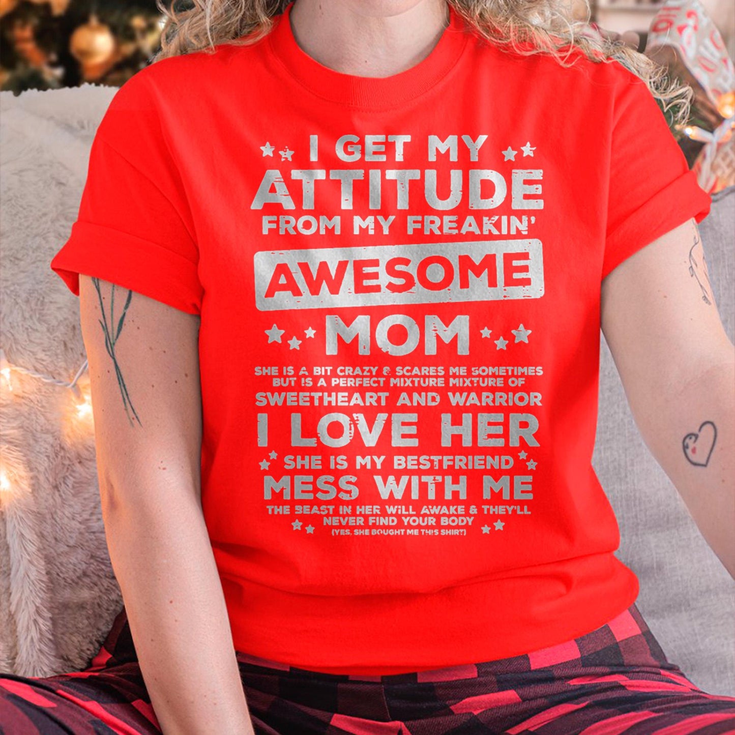 Got My Attitude From Awesome Mom Mothers Day Daughter Son T-Shirt - Gift for Daughter and Son From Mom - KATE00