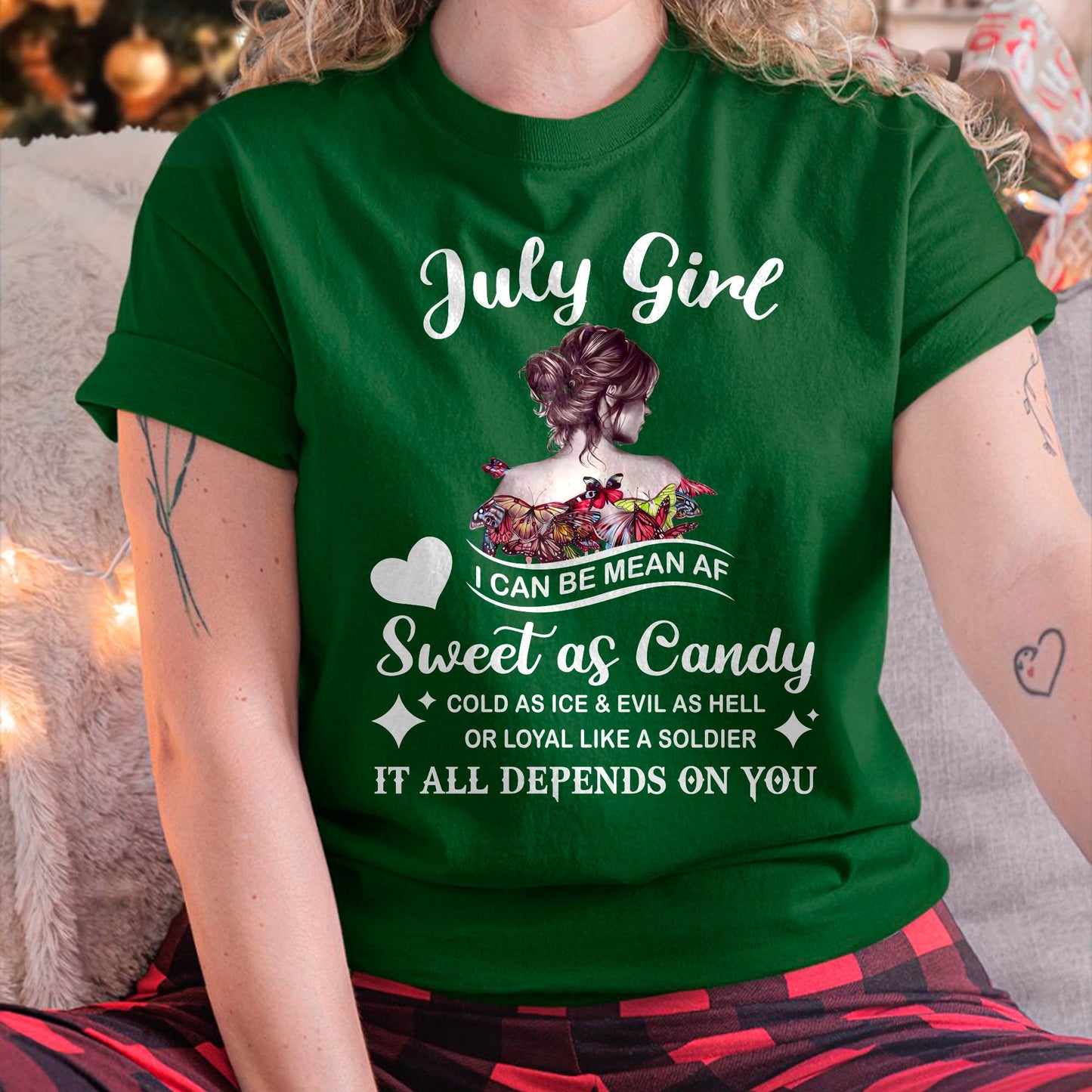 July Girl T-Shirt – Sweet As Candy, Cold As Ice - Birthday Gift for Women - KATE07 (SKU26T-01-38-07)