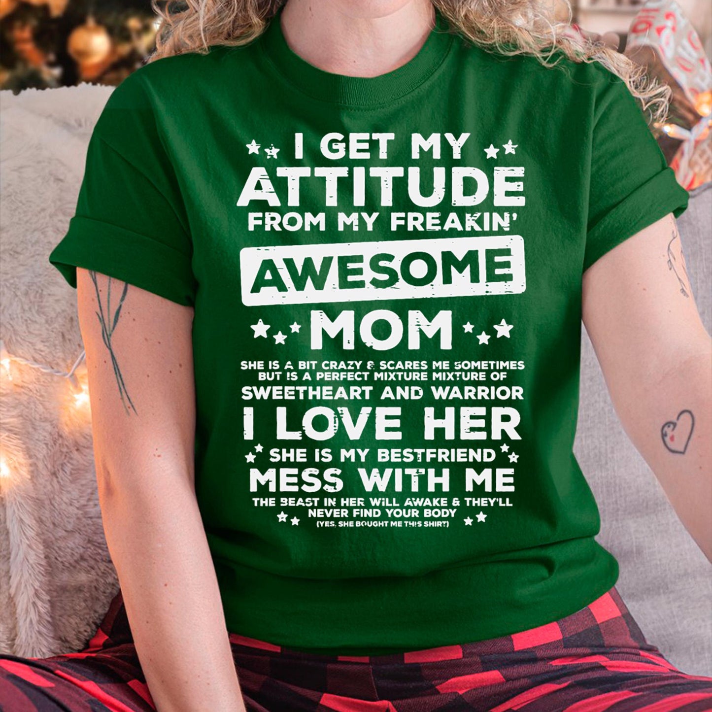 Got My Attitude From Awesome Mom Mothers Day Daughter Son T-Shirt - Gift for Daughter and Son From Mom - KATE00
