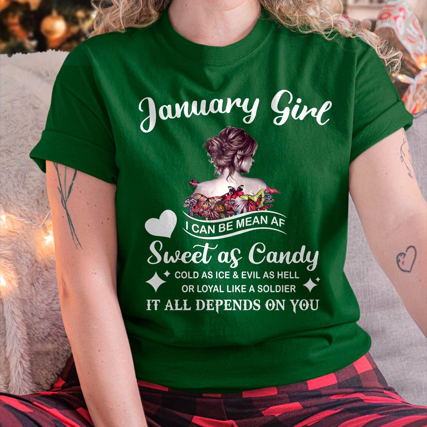 January Girl T-Shirt – Sweet As Candy, Cold As Ice - Birthday Gift for Women - KATE01 (SKU26T-01-38-01)