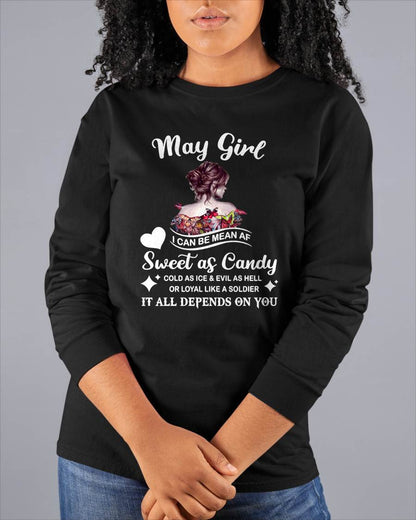 May Girl T-Shirt – Sweet As Candy, Cold As Ice - Birthday Gift for Women - KATE05 (SKU26T-01-38-05)