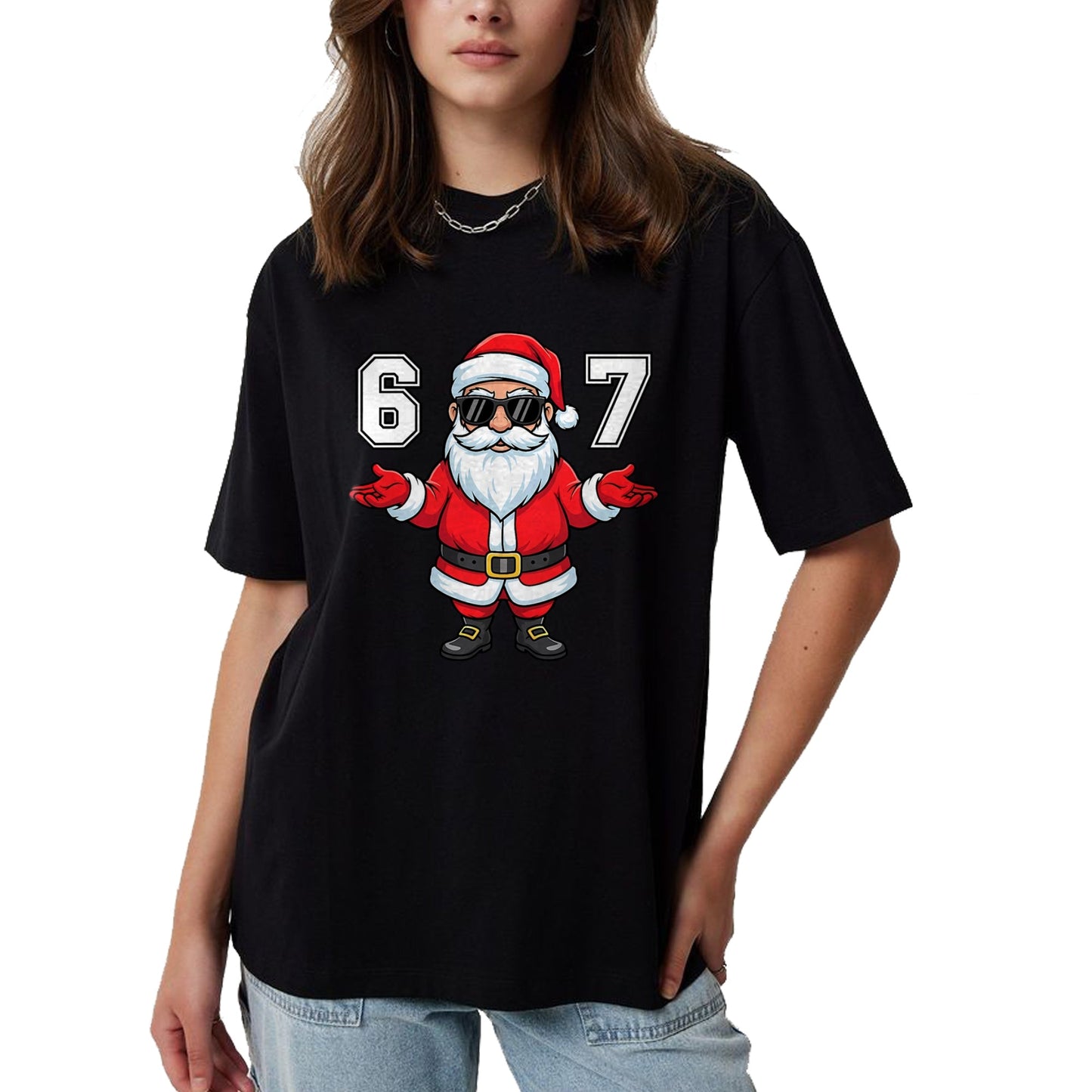 67 Meme Six Seven 6 7 Funny Santa Matching Xmas 67 Christmas T-Shirt - Christmas Unisex T-Shirt/Hoodie/Sweatshirt - HNDS00