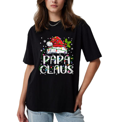 Papa Claus Christmas Lights Pajama Family Matching T-Shirt - Christmas Unisex T-Shirt/Hoodie/Sweatshirt - HNDS00