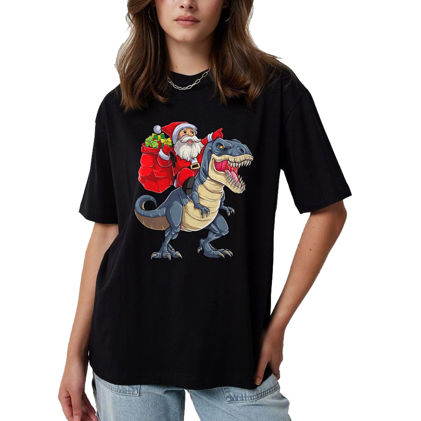 Dinosaur T rex Christmas Santa Boys Men Girls Xmas Squad T-Shirt - Christmas Unisex T-Shirt/Hoodie/Sweatshirt - HNDS00
