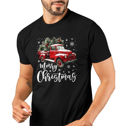 Merry Christmas Red Truck Family Matching Christmas Pajama T-Shirt - Christmas Unisex T-Shirt/Hoodie/Sweatshirt - HNDS00