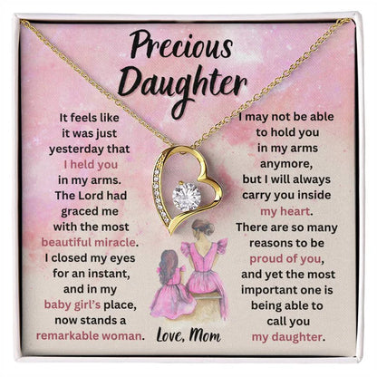 TO MY DAUGHTER "I Will Always Carry You Inside My Heart" - GIFT FROM MOM - Forever Love Necklace
