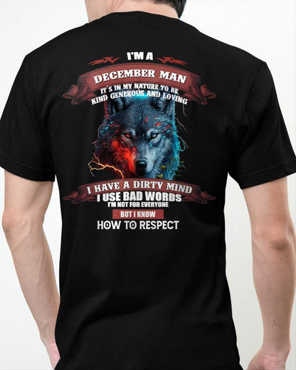 DECEMBER - KNOW HOW TO RESPECT - BIRTHDAY T-SHIRT FOR MEN - KATE12 (SKU12-162-12)