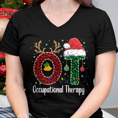 Occupational Therapy Christmas santa hat OT Therapist T-Shirt - Christmas Unisex T-Shirt/Hoodie/Sweatshirt - HNDS00