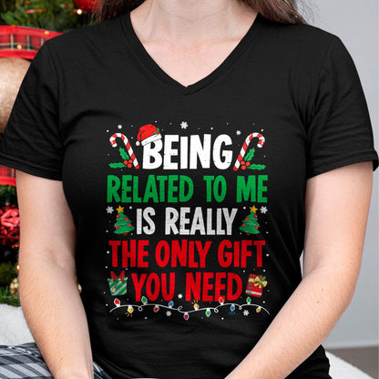Being Related To Me Funny Christmas Family Xmas Pajamas T-Shirt  - Christmas Unisex T-Shirt/Hoodie/Sweatshirt - HNDS00