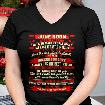 JUNE - Sexy Brain, Sarcastic & Sucker For Love - Gift For Women - KATE06 (SKU2609-319-06)