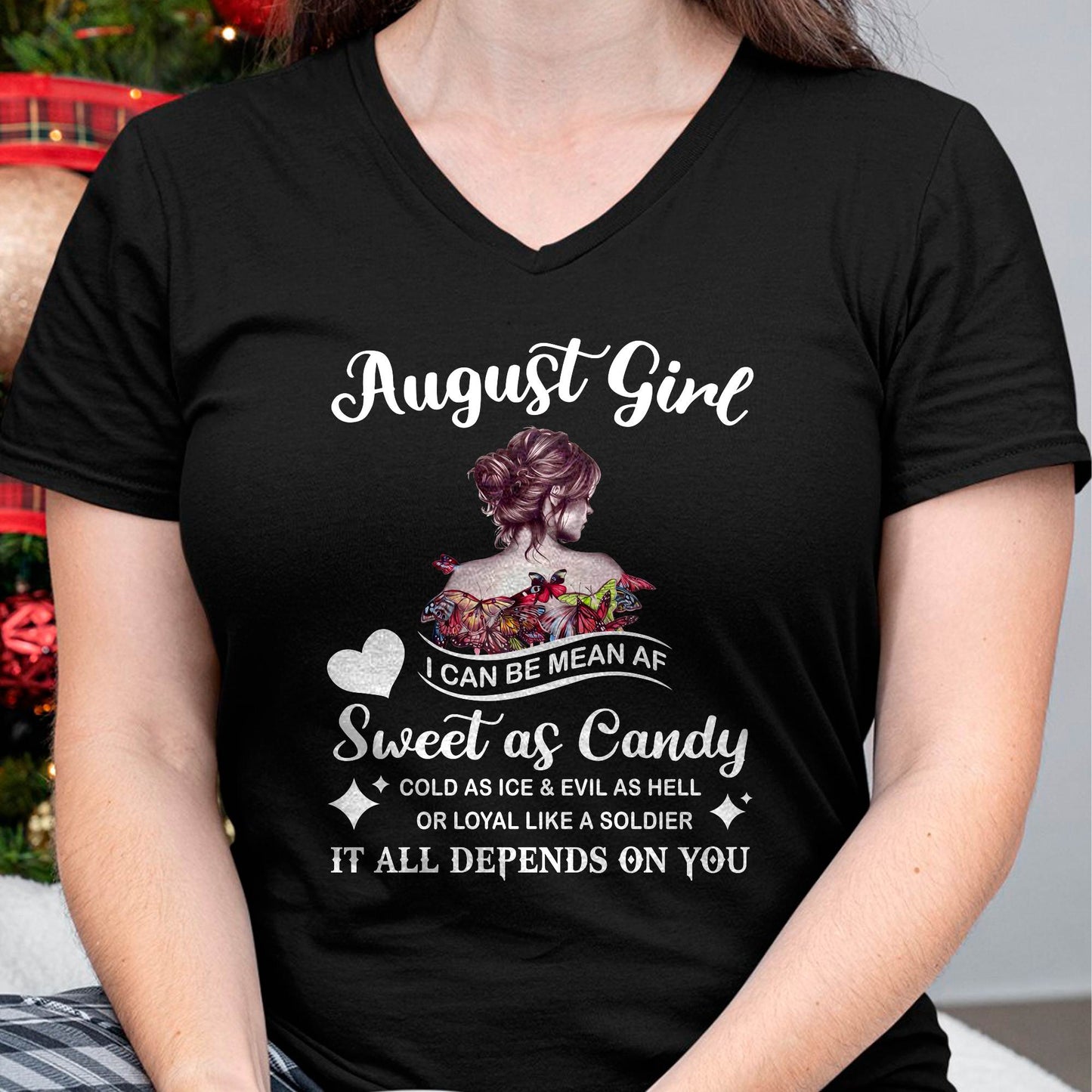 August Girl T-Shirt – Sweet As Candy, Cold As Ice - Birthday Gift for Women - KATE08 (SKU26T-01-38-08)