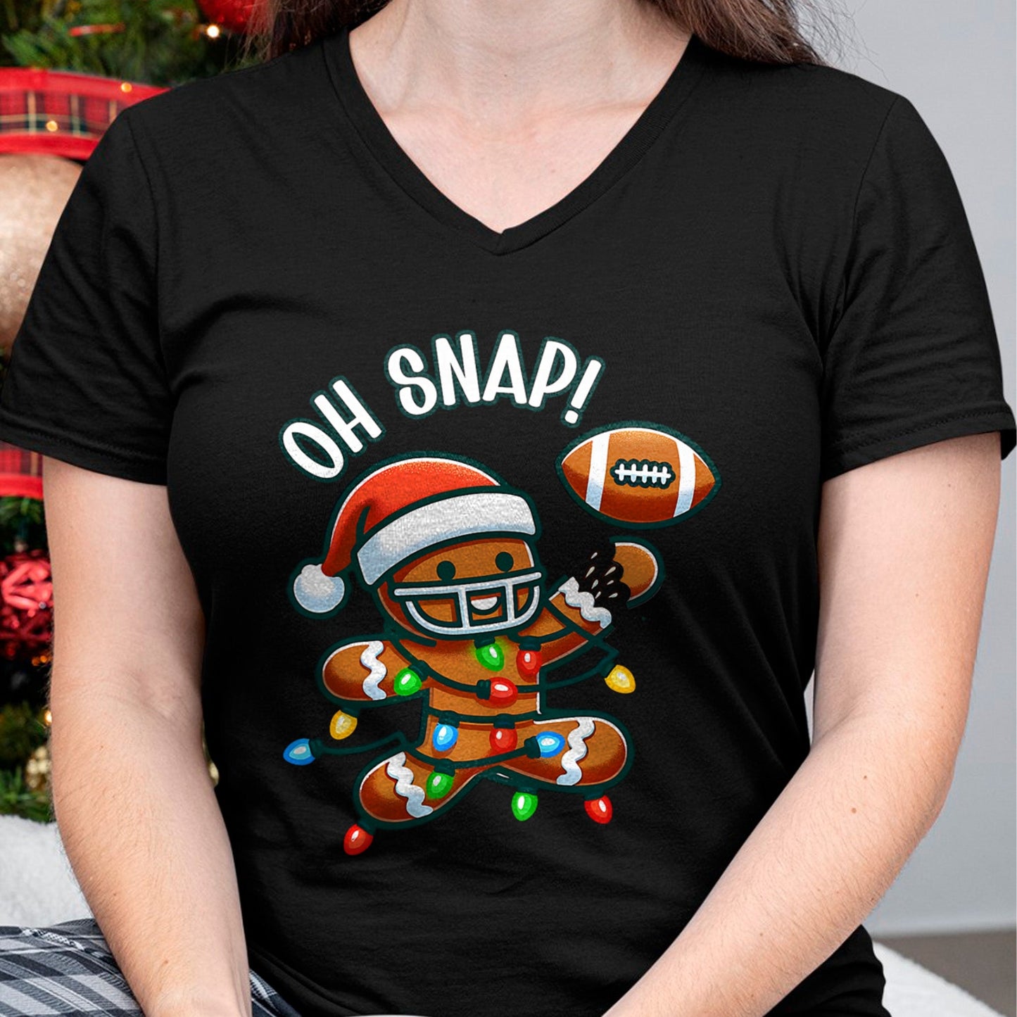 Funny Gingerbread Man Pajamas & PJs Xmas Holiday Oh Snap Gingerbreadman Christmas Football T-Shirt - Christmas Unisex T-Shirt/Hoodie/Sweatshirt - HNDS00