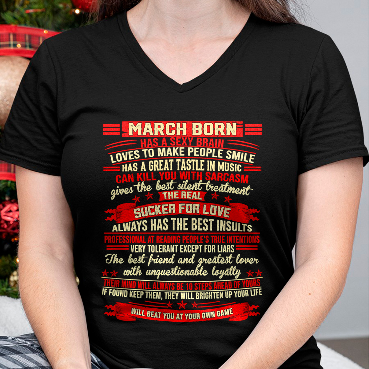 MARCH - Sexy Brain, Sarcastic & Sucker For Love - Gift For Women - KATE03 (SKU2609-319-03)
