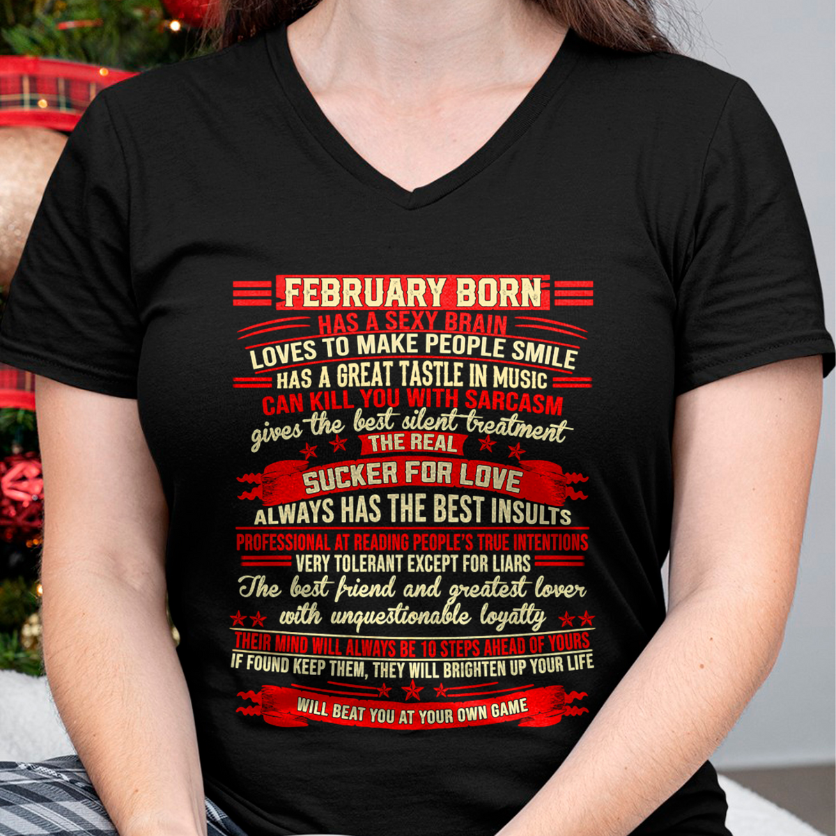 FEBRUARY - Sexy Brain, Sarcastic & Sucker For Love - Gift For Women - KATE02 (SKU2609-319-02)