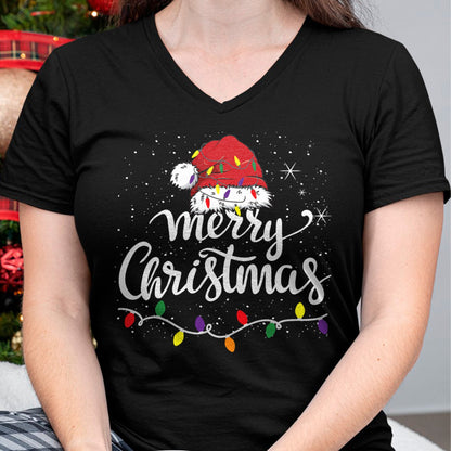 Merry Christmas Lights Red Santa Hat Xmas Family Men Women T-Shirt (SKU-MRCM-3) FMA male
