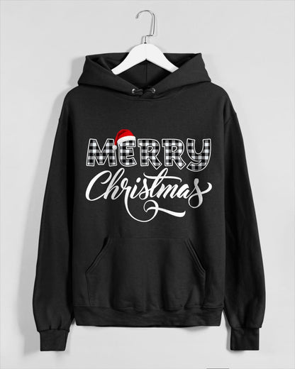 Merry Christmas Buffalo Black and White Plaid for Men Women T-Shirt (SKU-MRCM-14) FMA