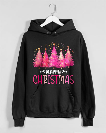 Merry and Bright Pink Christmas Tree Pink Christmas Tree T-Shirt (SKU-MRCM-12) FMA