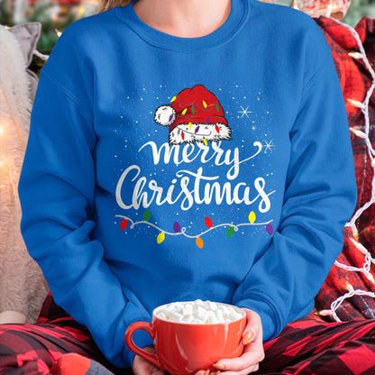 Merry Christmas Lights Red Santa Hat Xmas Family Men Women T-Shirt (SKU-MRCM-3) FMA male