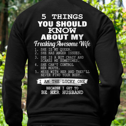 5 THINGS YOU SHOULD KNOW ABOUT MY FREAKING AWESOME WIFE - PERFECT GIFT FOR YOUR HUSBAND, BOYFRIEND - KATE00 (SKU12-299)