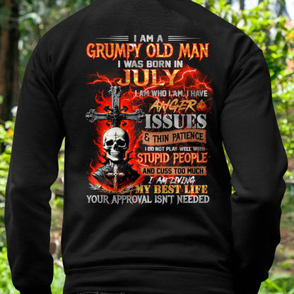 JULY - GRUMPY OLD MAN T-SHIRT - FUNNY SKULL ANGER ISSUES TEE - PERFECT GIFT FOR MEN KATE07 (SKU12-319-07)