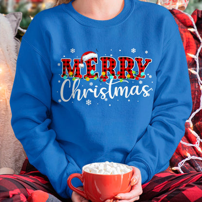 Merry Christmas Buffalo Plaid Red Santa Family Xmas Pajamas T-Shirt (SKU-MRCM-15) FMA