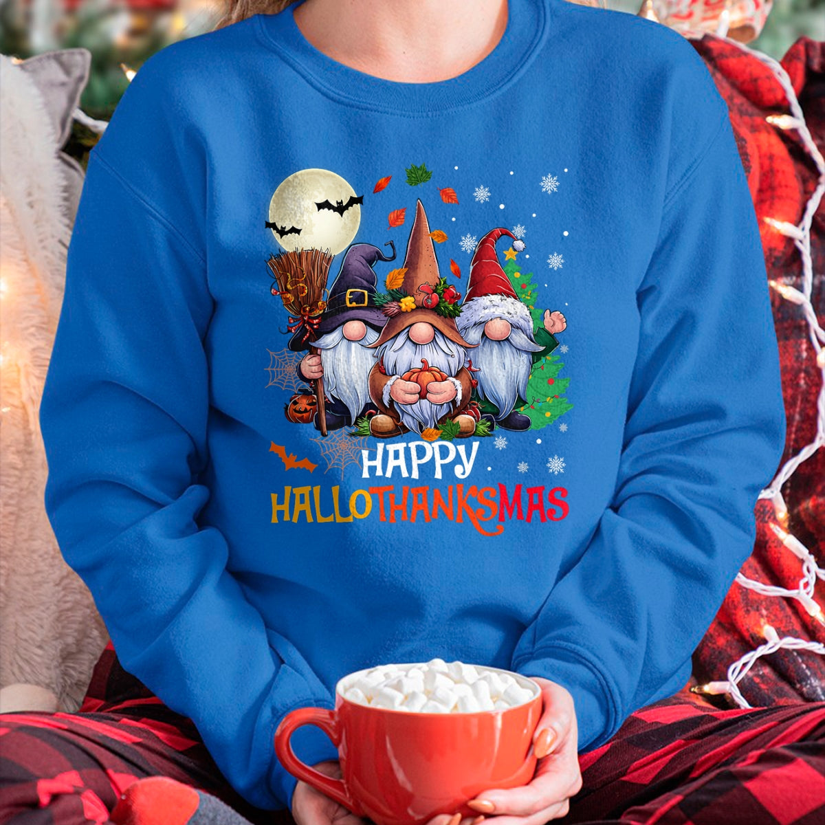 Happy Hallothanksmas Gnomes Lover Halloween Merry Christmas T-Shirt - Christmas Unisex T-Shirt/Hoodie/Sweatshirt - HNDS00