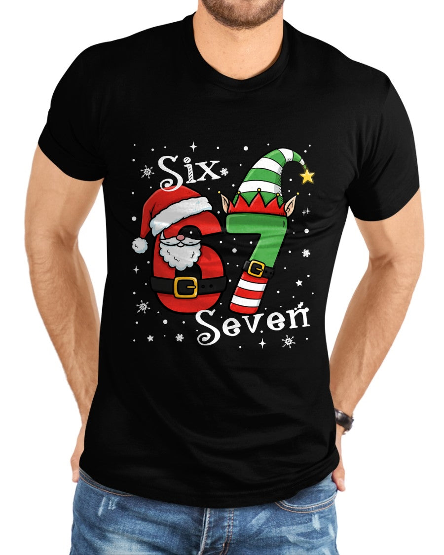 Funny Six Seven 67 Meme 6 7 Elf Santa Christmas Pajamas Kids T-Shirt  - Christmas Unisex T-Shirt/Hoodie/Sweatshirt - HNDS00