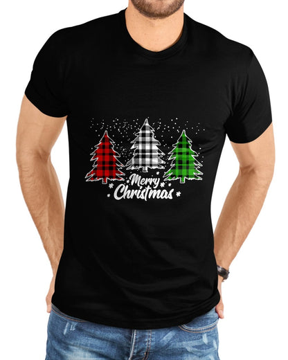 Merry Christmas Tree Xmas Buffalo Plaid Red White Green T-Shirt - Christmas Unisex T-Shirt/Hoodie/Sweatshirt - HNDS00