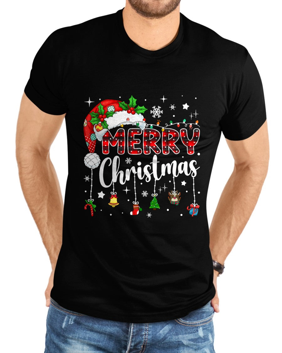 Merry Christmas Red Santa Hat Reindeer Xmas Matching Family T-Shirt - Christmas Unisex T-Shirt/Hoodie/Sweatshirt - HNDS00