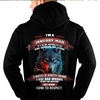 JANUARY - KNOW HOW TO RESPECT - BIRTHDAY T-SHIRT FOR MEN - KATE01 (SKU12-162-01)