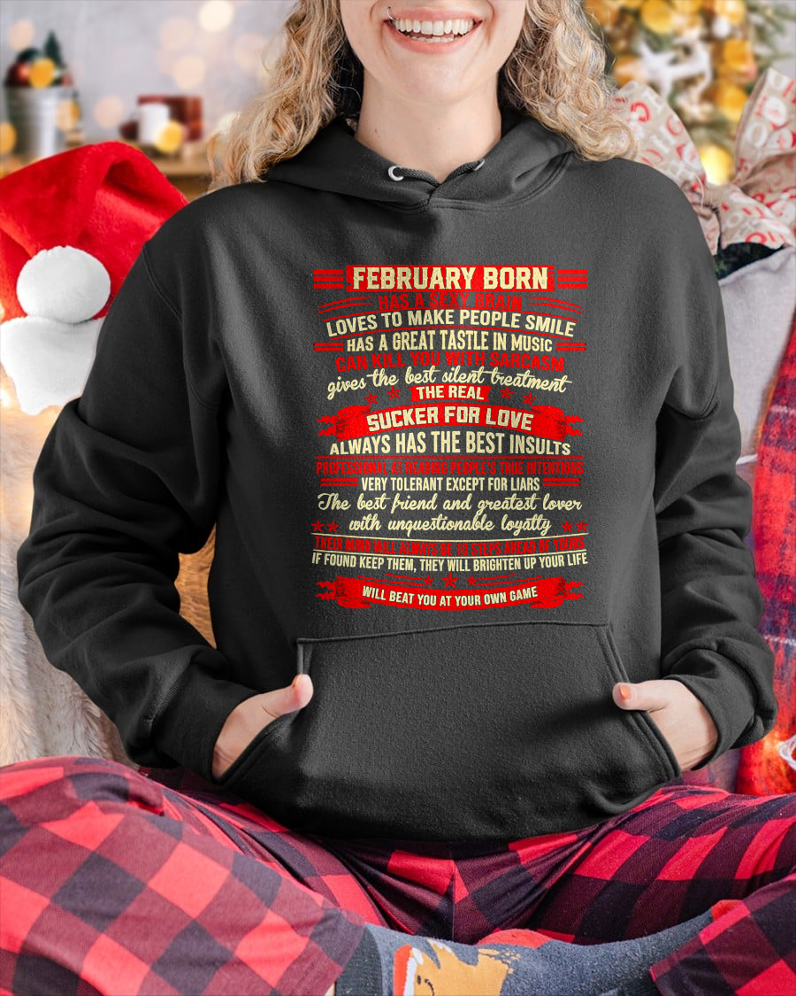 FEBRUARY - Sexy Brain, Sarcastic & Sucker For Love - Gift For Women - KATE02 (SKU2609-319-02)
