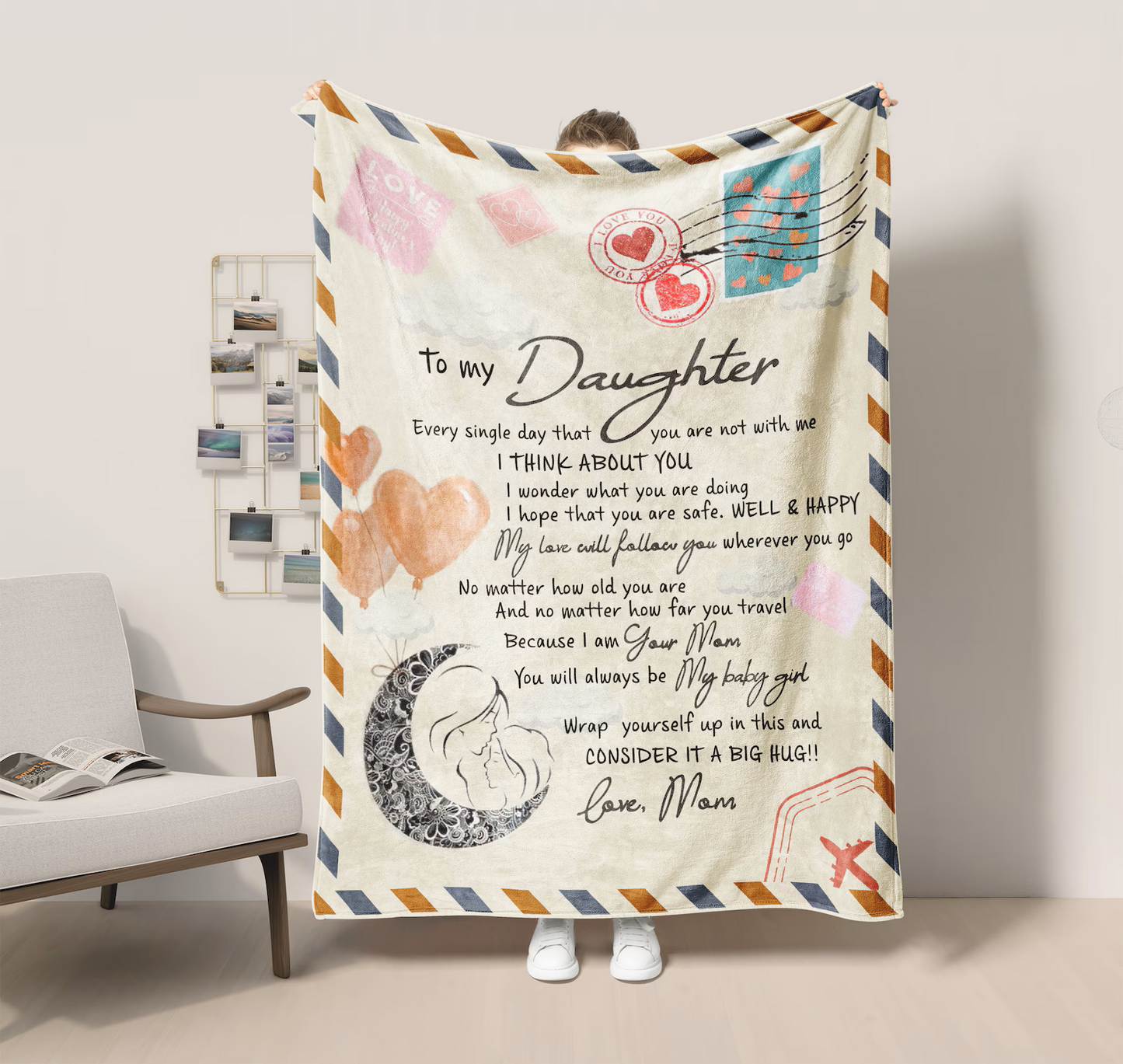 BLANKET FOR DAUGHTER - GIFT FROM MOM - COMFORT & WARMTH GIFT