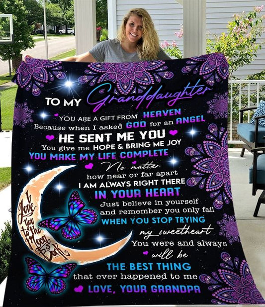 Special Gift For Your Granddaughter Blanket - From Grandpa (SKUB10-12)