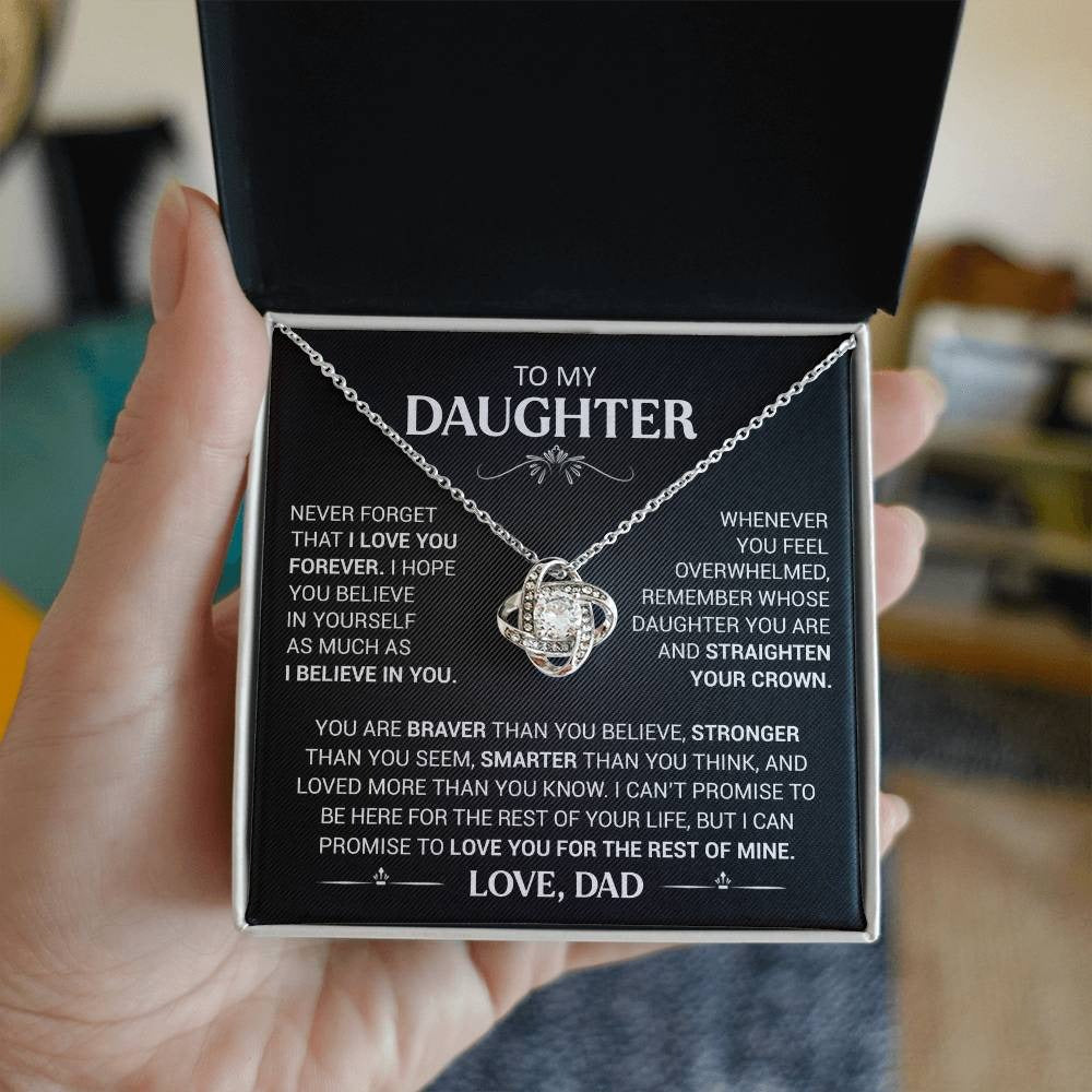 TO MY DAUGHTER FROM DAD "Believe in Yourself" - Premium Love Knot Necklace