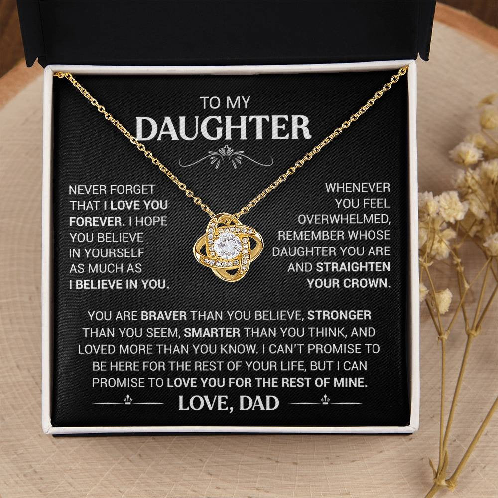TO MY DAUGHTER FROM DAD "Believe in Yourself" - Premium Love Knot Necklace