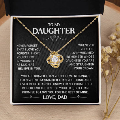 TO MY DAUGHTER FROM DAD "Believe in Yourself" - Premium Love Knot Necklace