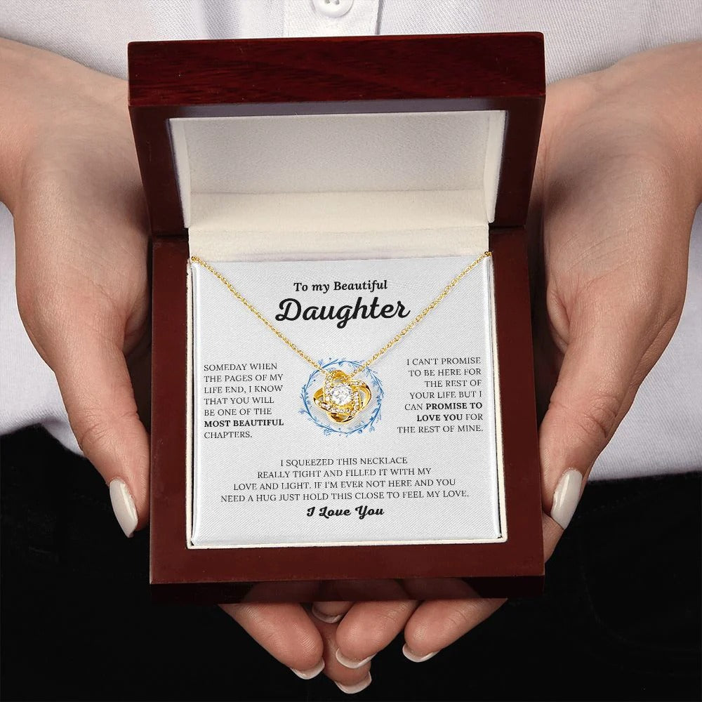 TO MY DAUGHTER FROM MOM and FROM DAD "Promise to Love You" - Premium Love Knot Necklace