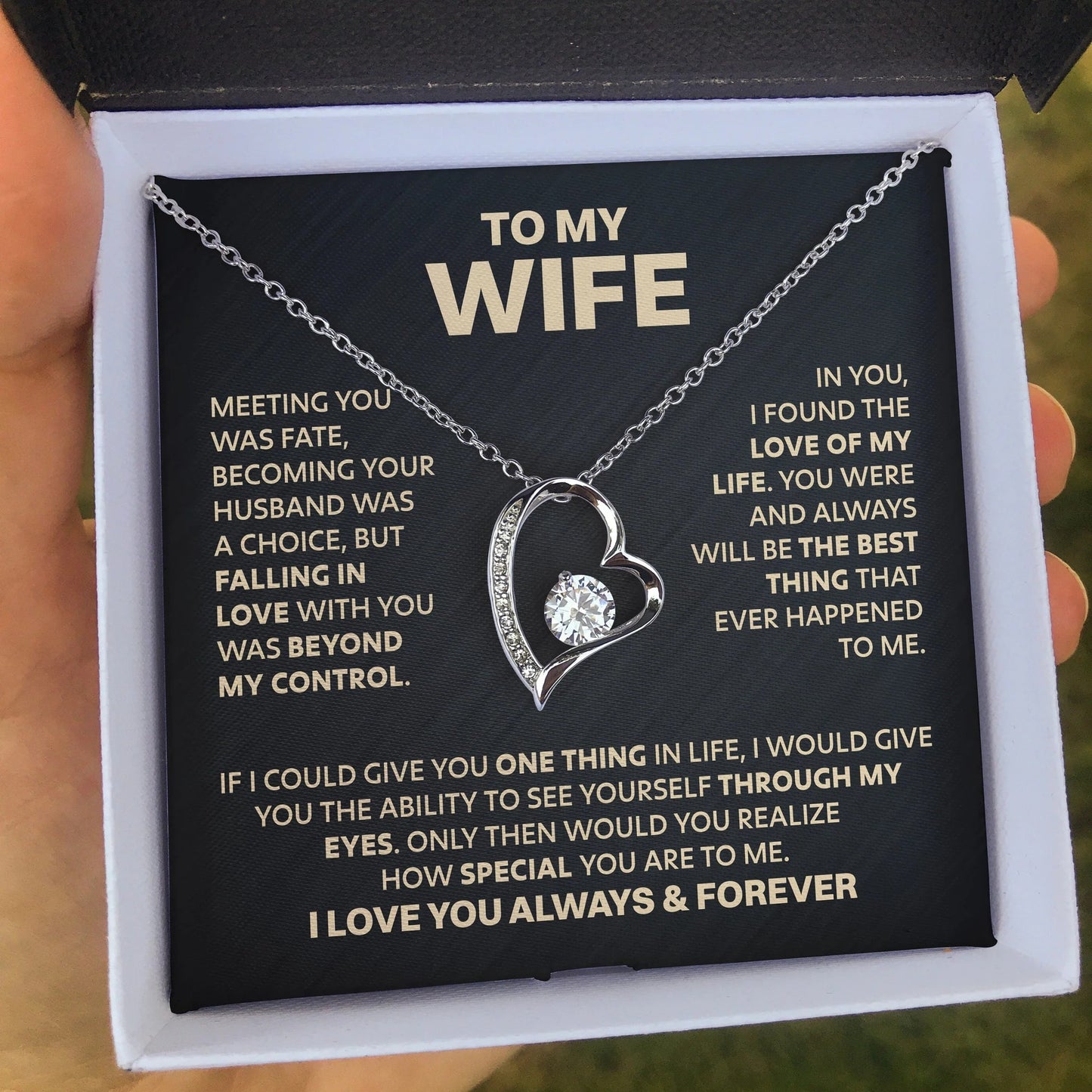 TO MY WIFE - GIFT FROM HUSBAND "Meeting You Was Fate" - Forever Love Necklace